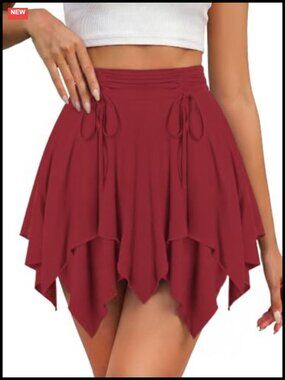 Renaissance Pirate Skirt Asymmetrical Handkerchief Hem High Waist Mini Skirt